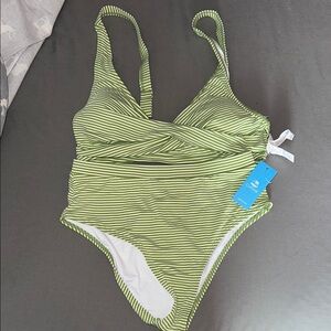 Aerie Green Striped Swimsuit